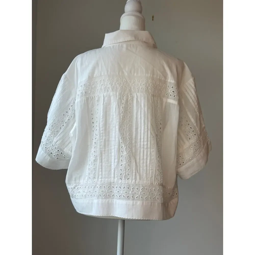 ME + EM COTTON VOILE BROIDERY CROPPED SHIRT - Picture 4 of 4